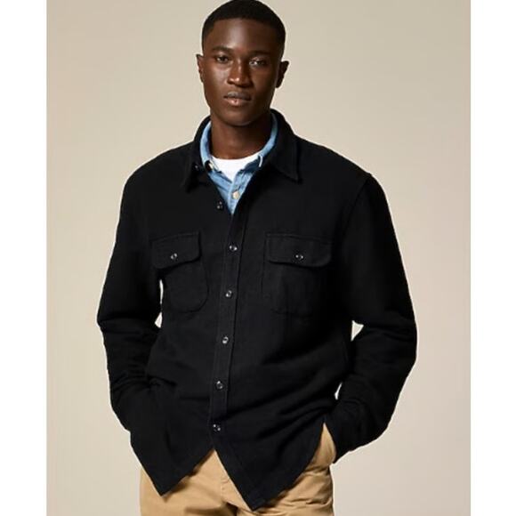 J.Crew Heavyweight Chamois Workshirt Mens M Black Button Up Long Sleeve Pockets - Picture 1 of 8